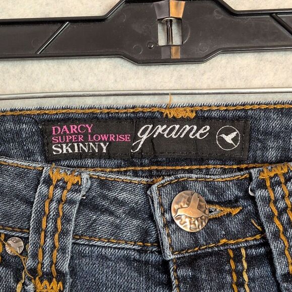 Grane Darcy Super Low Rise Skinny Jeans Button Pocket Juniors 5 - Picture 4 of 6
